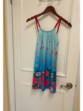 Sunshine Swing Light Blue Pink Flower Summer Sun Dress Girls Size 12